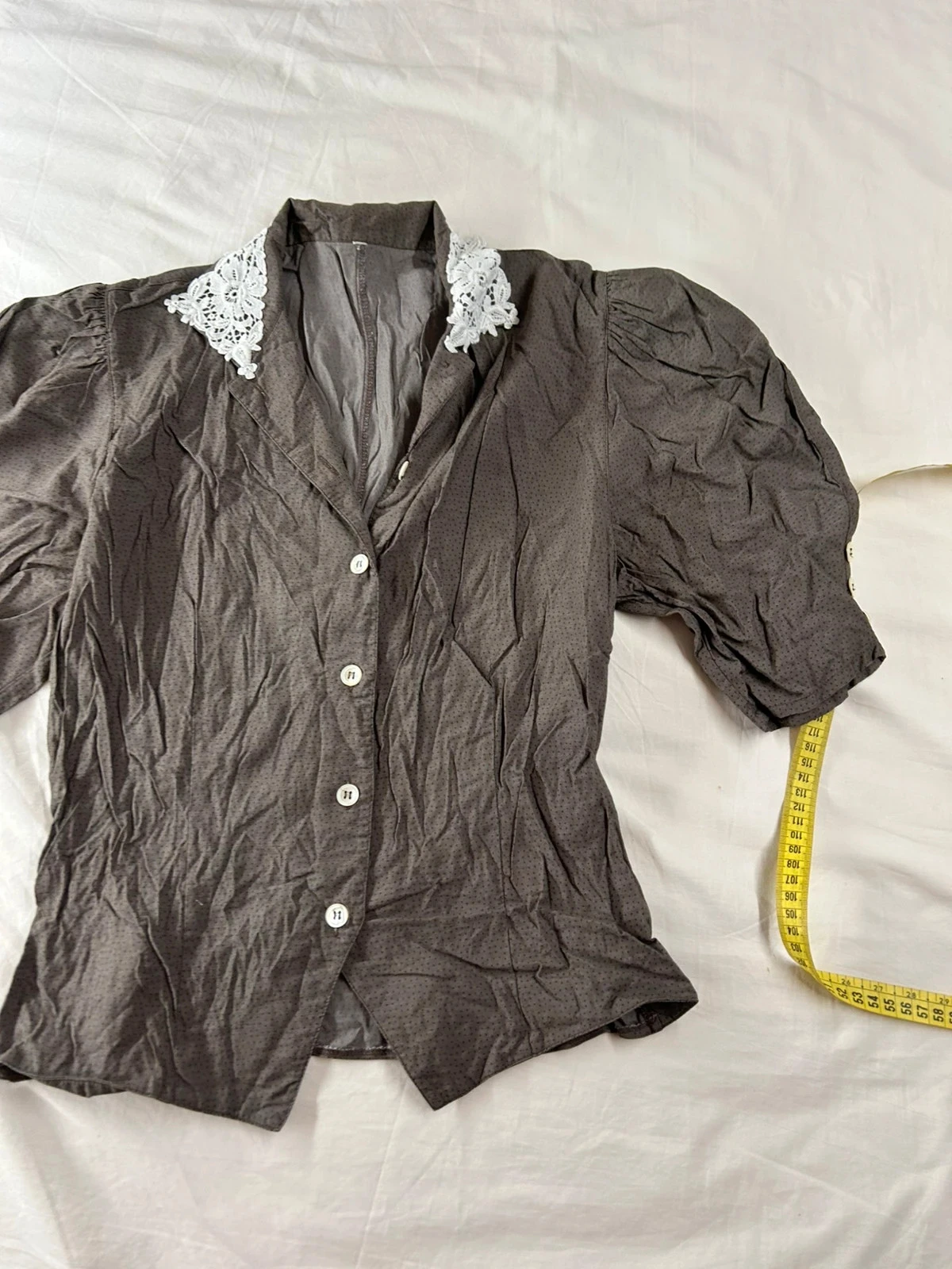 Vintage grijze beige blouse van viscose – photo 2